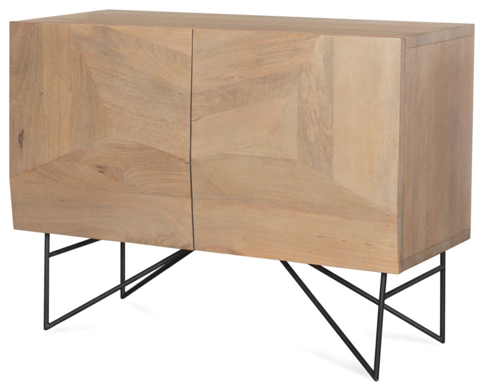 Darwin Light Brown Wooden 2 Door With 2 Shelves Accent Cabinet