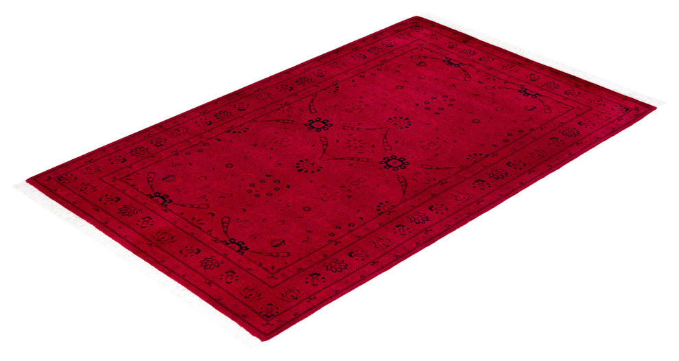 Overdyed One-of-a-Kind Hand-Knotted Area Rug Pink, 3' 2" x 5' 0"