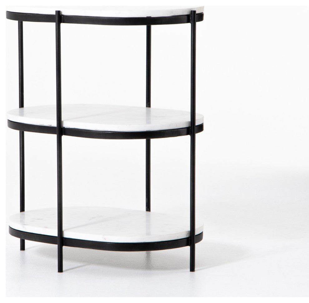 Felix Oval Nightstand-Hammered Grey WithCl