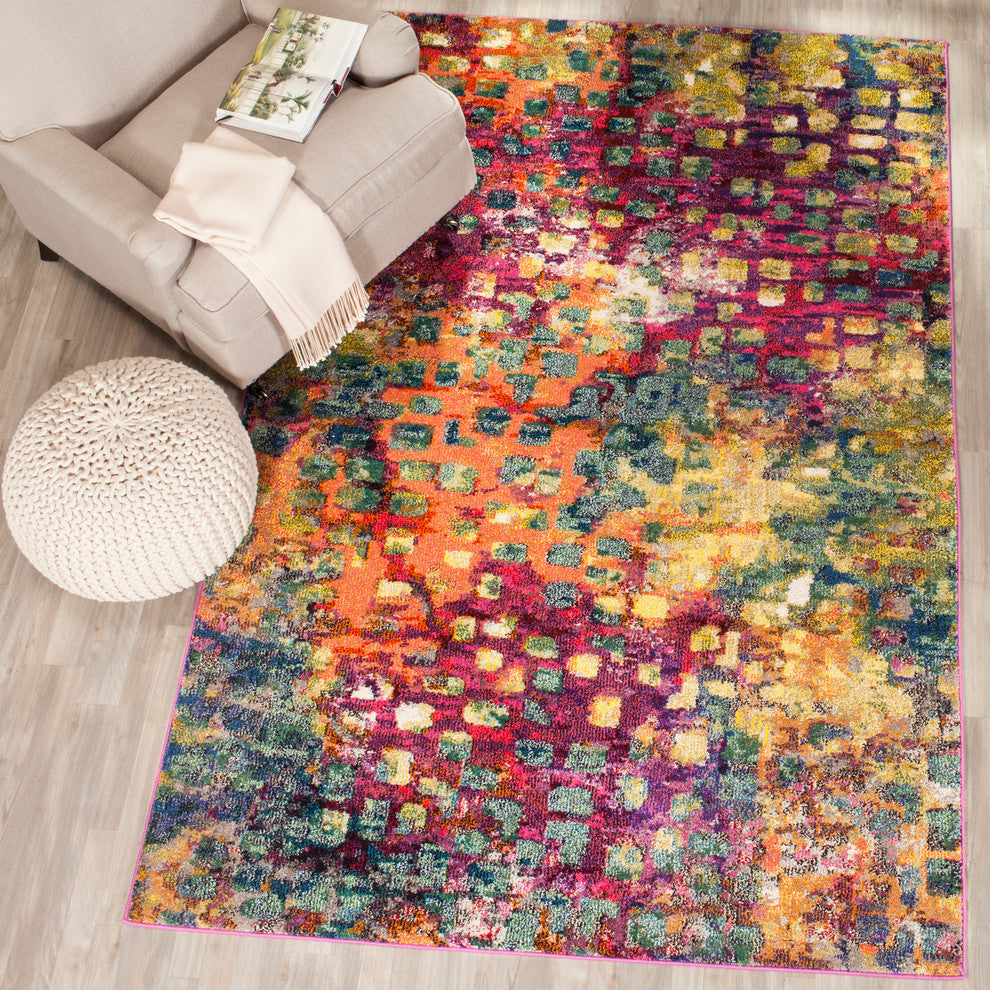Safavieh Monaco Mnc225D Pink, Multi Area Rug, 7' Square
