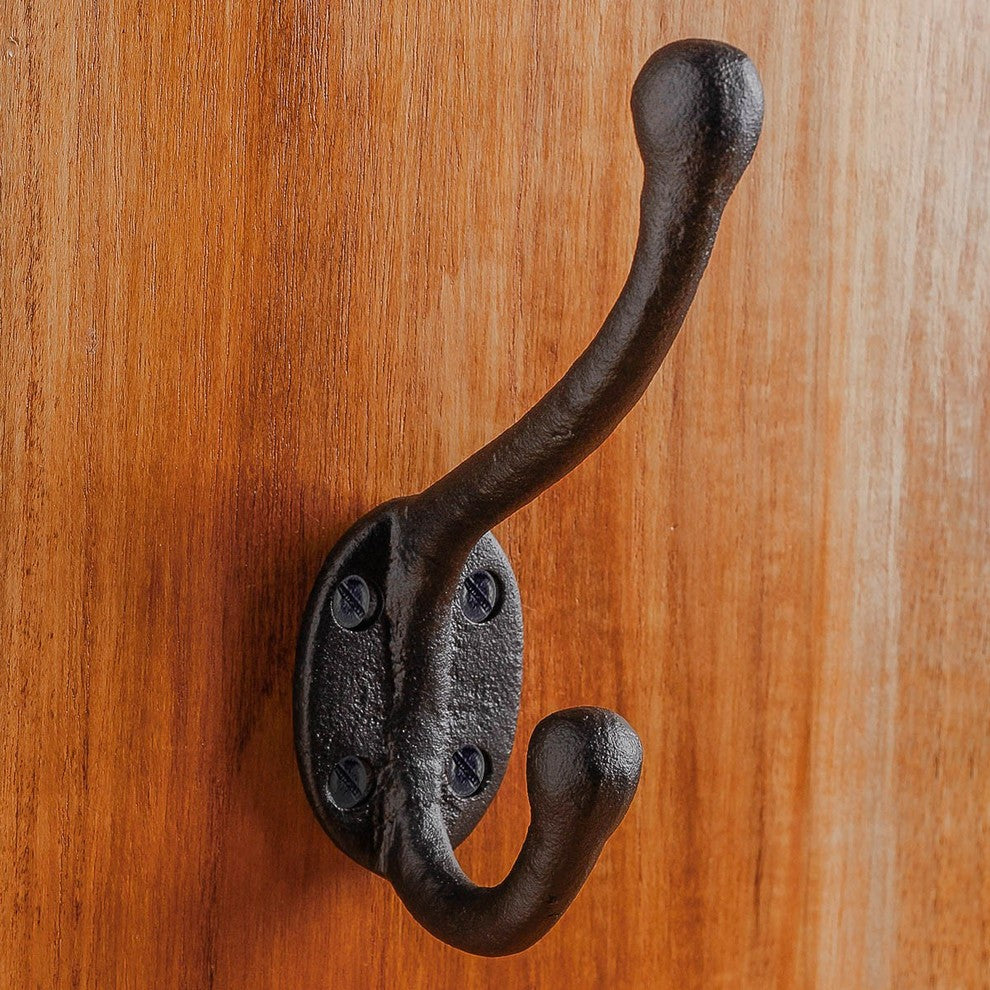 Wrought Iron Double Hook Black for Coats Towels Robes |