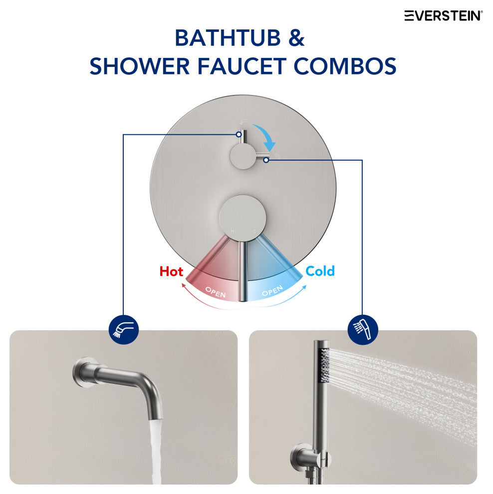 Wall-Mount Tub and Handheld Shower Faucet Set, Brushed Nickel