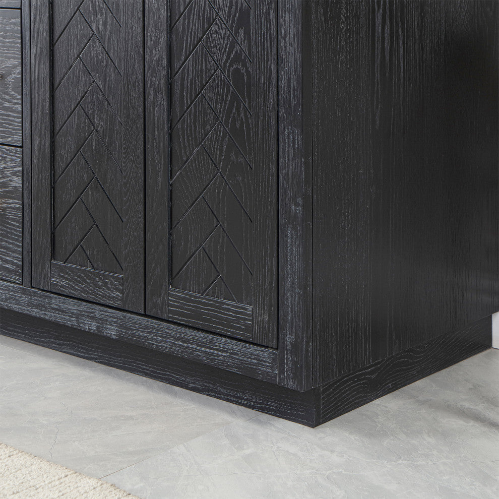 Altair Gazsi Black Oak Bathroom Vanity Set, 60", With Mirror