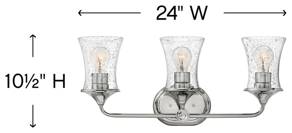 Hinkley Thistledown Three Light Vanity, Polished Nickel