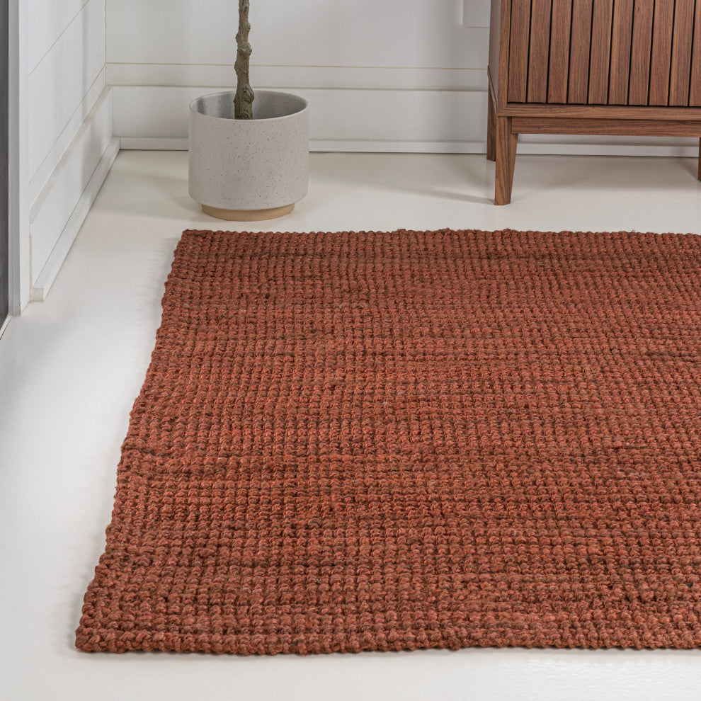 Pata Hand Woven Chunky Jute Terracotta 3 ft. x 5 ft. Area Rug