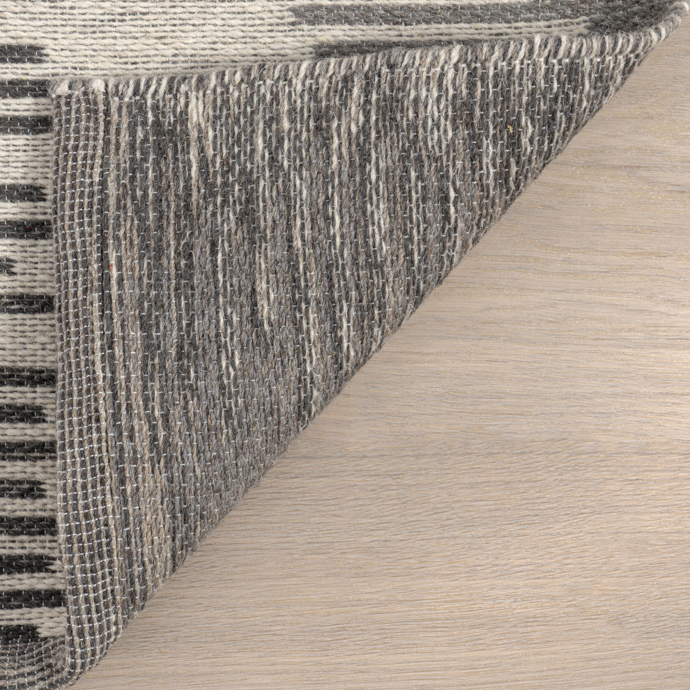 Memento Abstract Reversible Wool Area Rug, Charcoal 10' x 14'