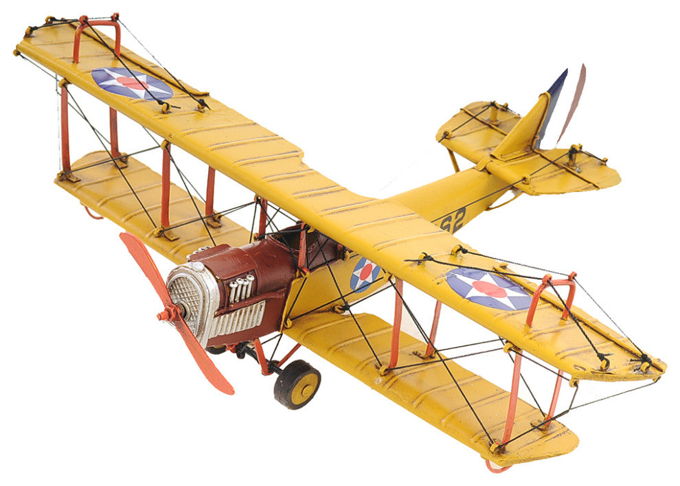 1918 Yellow Curtiss JN-4 1:24 Collectible Metal scale model Airplane