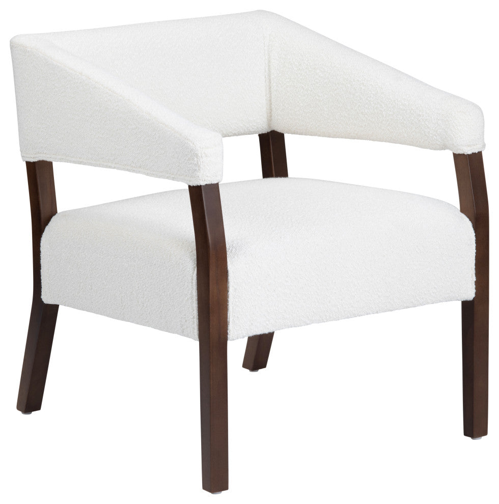 White Upholstered Open-Arm Accent Chair