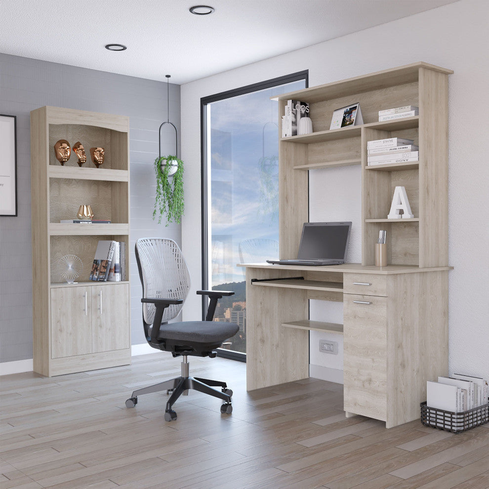Tucson 2-Piece Office Set, Bookcase and Desk With Cabinet