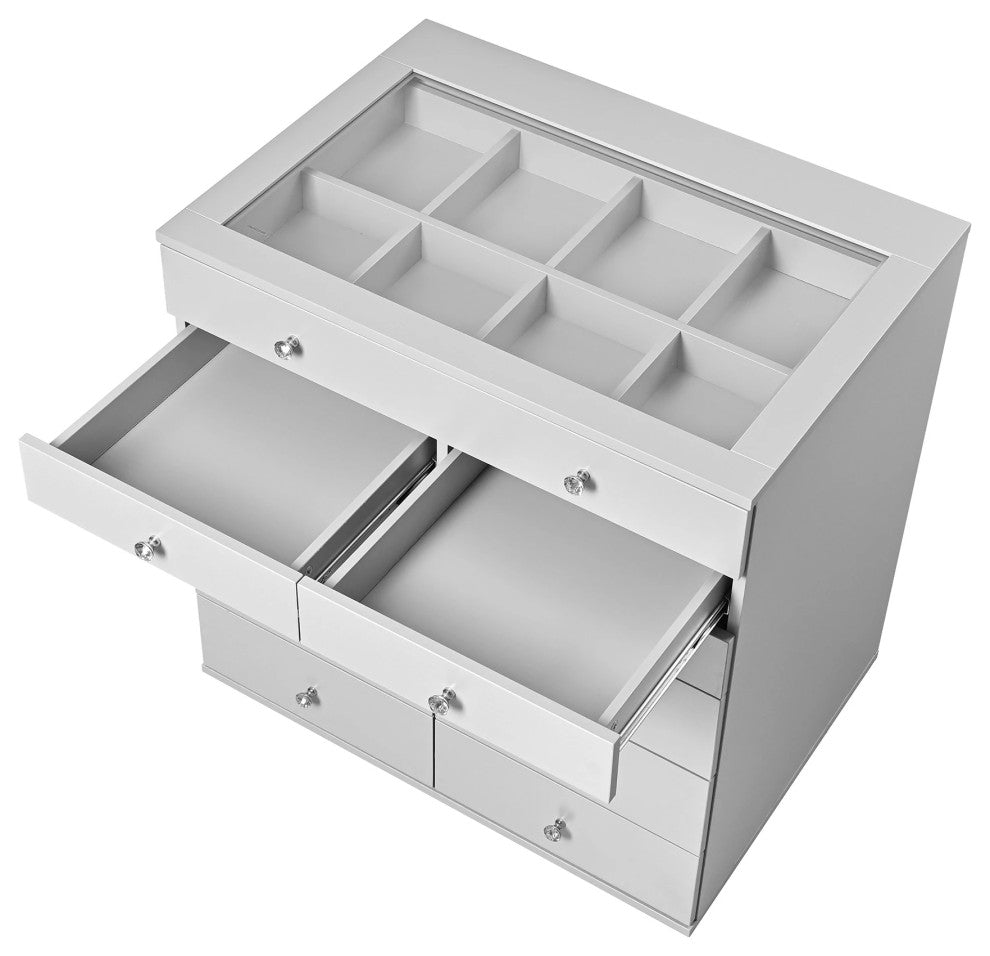 Slaystation Display Chest With Drawers, Silver