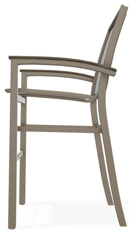 Bazza Sling Bar Height Stackable Outdoor Stool, Augustine Oyster/Beachwood