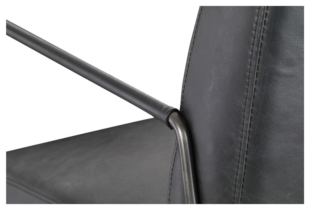 Dagwood Leather Arm Chair Onyx Black Leather
