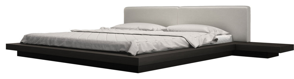 Worth Cal King Bed, Wenge, Warm Gray Leatherette