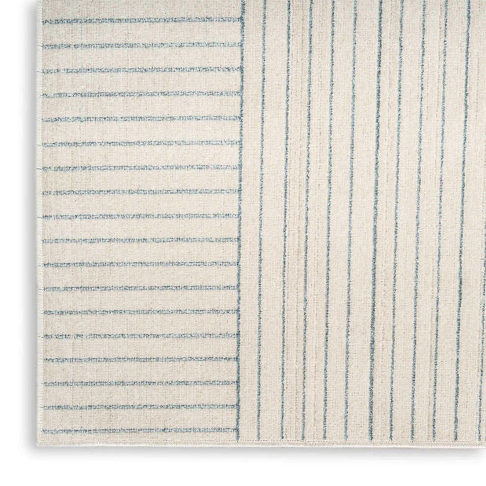 Nourison Washable Decor 5'3" x 7' Cream Blue Modern Indoor Rug