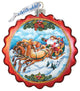 Hand Painted Sleigh Ride Flower Glass Scenic Ornament