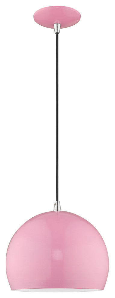 Livex Lighting Shiny Pink 1-Light Mini Pendant