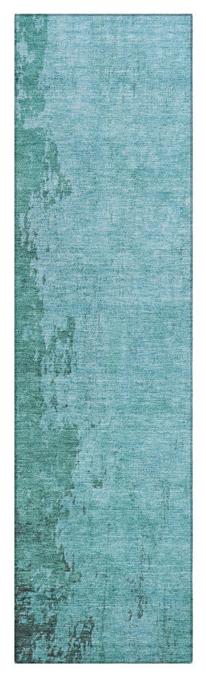 Machine Washable Indoor/Outdoor Chantille ACN1904 Teal 2'3" x 7'6" Runner Rug