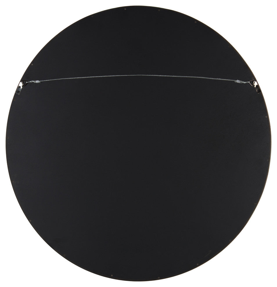 Hutton Round Decorative Wood Framed Wall Mirror, Walnut Brown, 30 Diameter