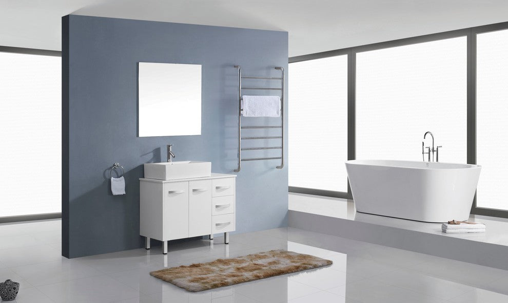Virtu Tilda 36" Single Bathroom Vanity, Espresso With Faucet and Mirror
