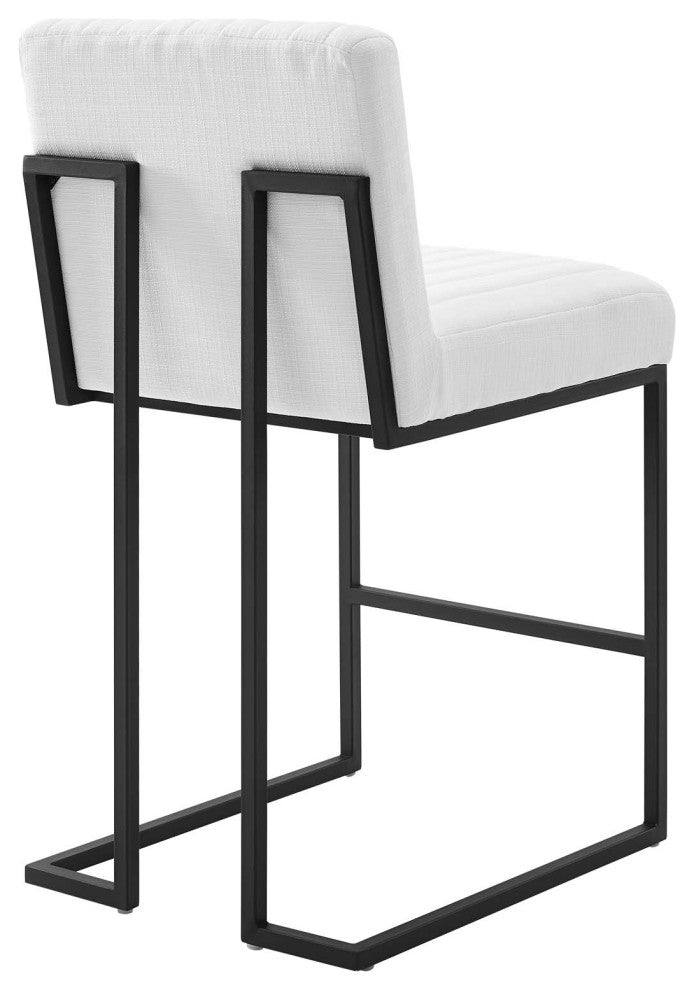 Indulge Channel Tufted Fabric Counter Stool, White