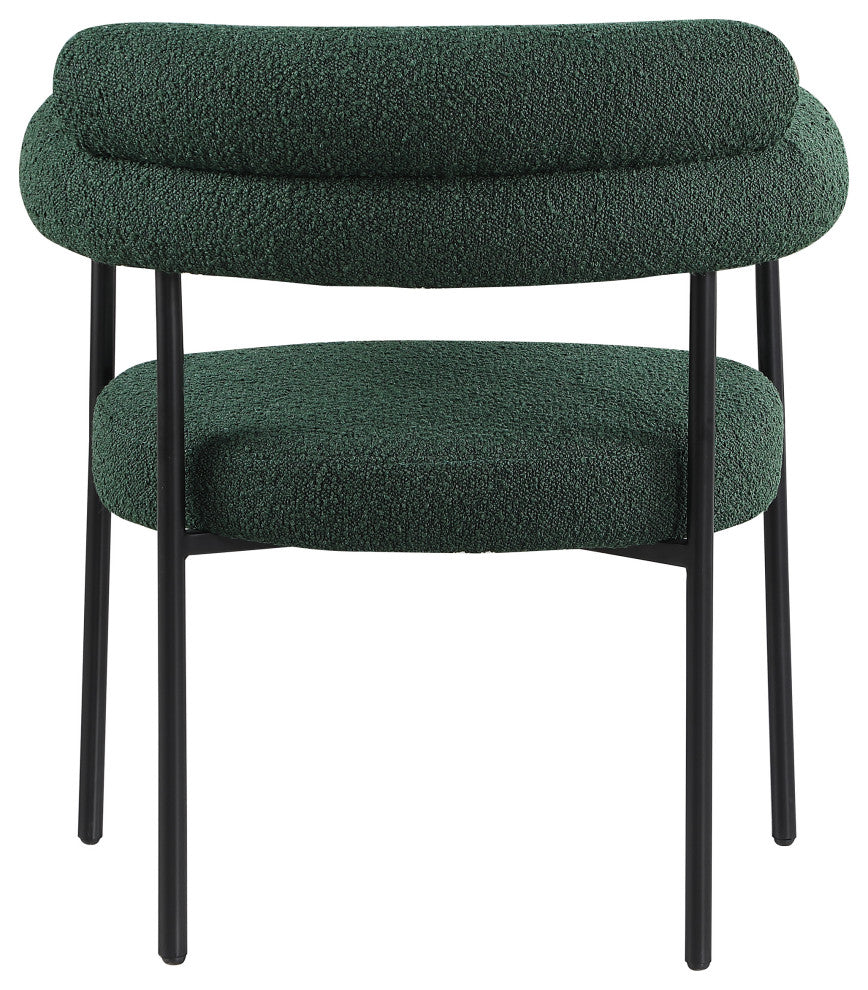 Blake Upholstered Dining Chair, Green, Boucle Fabric, Matte Black, Set of 2