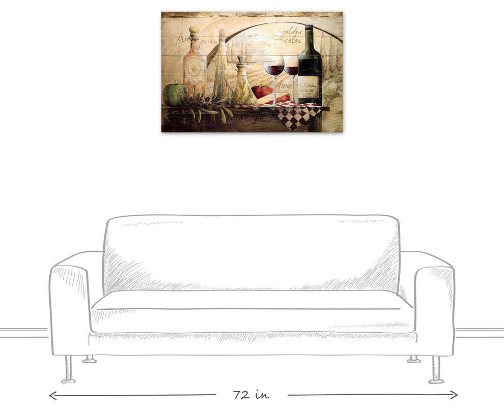 Tuscan Vineyard Wine Canvas Wall Art, 24"x36", Unframed