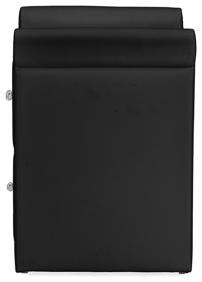 Victoria Matte Black PU Leather 2 Storage Drawers Nightstand Bedside Table
