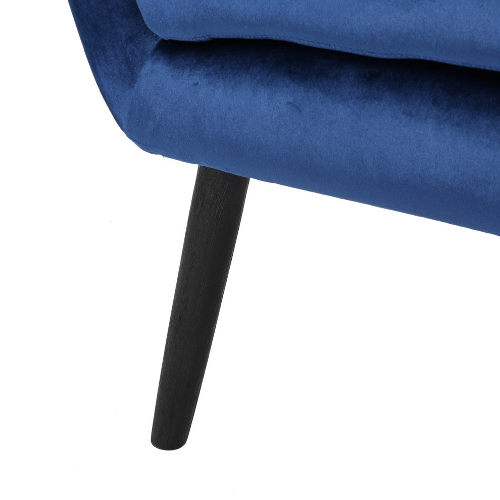 GDF Studio Ashton Mid Century New Velvet Armchair, Navy Blue