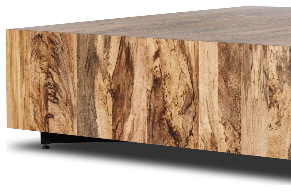 Hudson Large Square Coffee Table Spalted Primavera, Black Pine