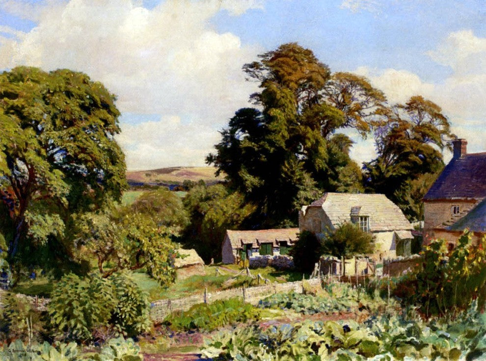 George Spencer Watson The Cottage Garden - 21" x 28" Premium Canvas Print