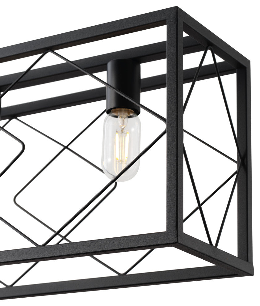 Black Rectangle 5-Light Kitchen Island Chandelier