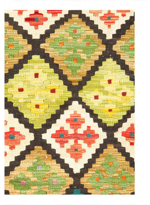 Reversible Kilim Flat Weave Wool On Wool Rug 3'4"x4'11"