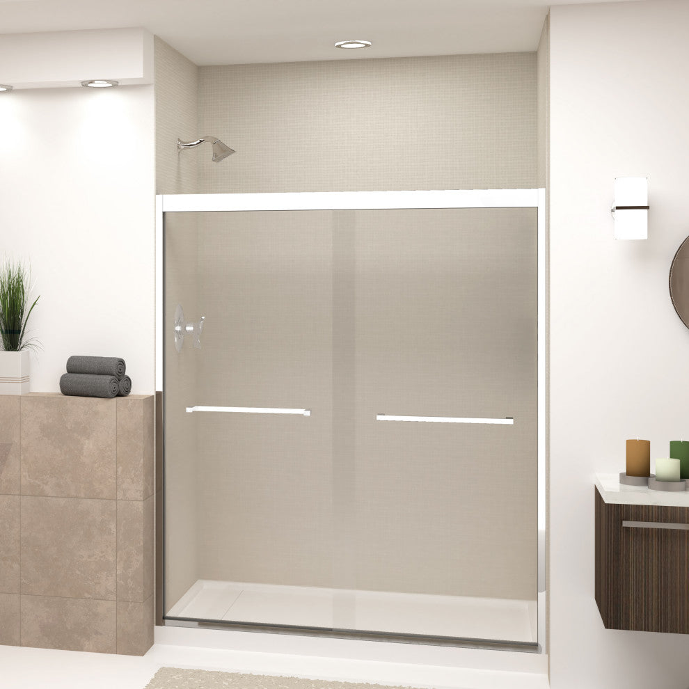 Frederick 59 in. W x 70 in. H Shower Door in Polished Chrome with Clear Glass