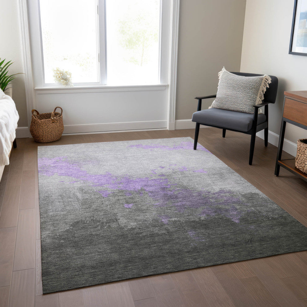 Machine Washable Indoor/Outdoor Chantille ACN1881 Violet 3' x 5' Rug