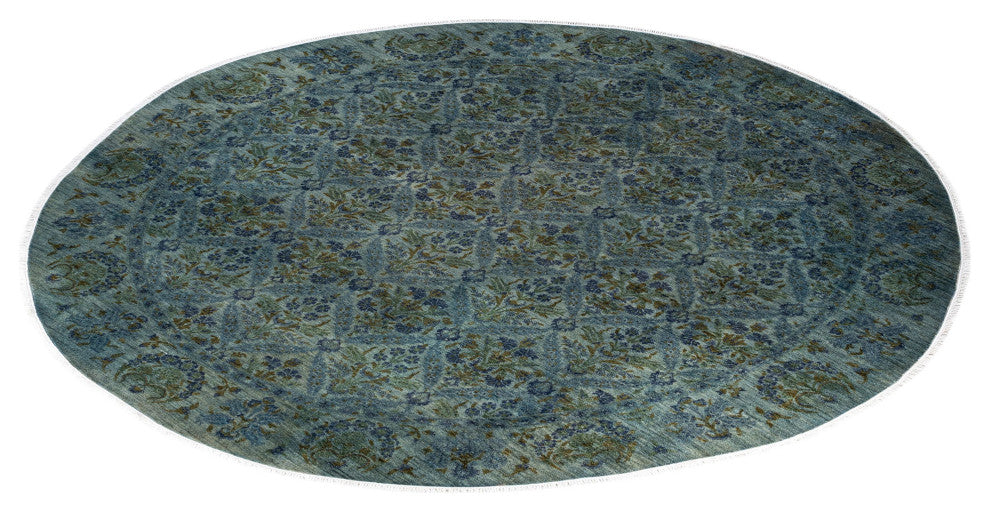 Overdyed One-of-a-Kind Hand-Knotted Area Rug Green, 10' 1" x 10' 1"
