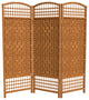 4' Tall Fiber Weave Room Divider, Dark Beige, 3 Panels