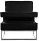 Noah Velvet Upholstered Accent Chair, Black, Chrome Base