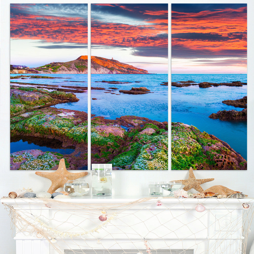 "Colorful Giollonardo Beach Sunset" Metal Wall Art, 3 Panels, 36"x28"