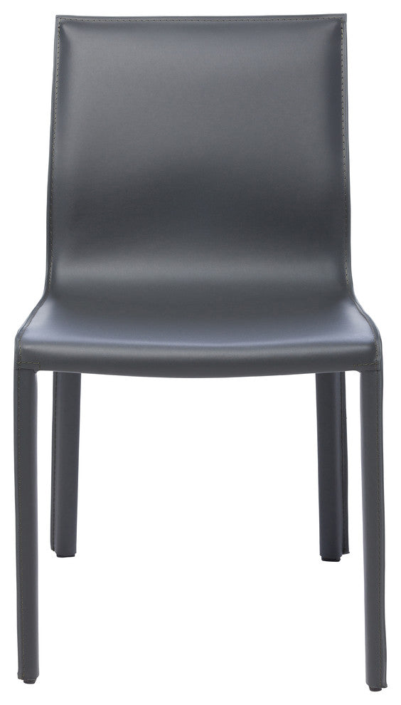 Nuevo Living Colter Dining Chair, Dark Gray Leather