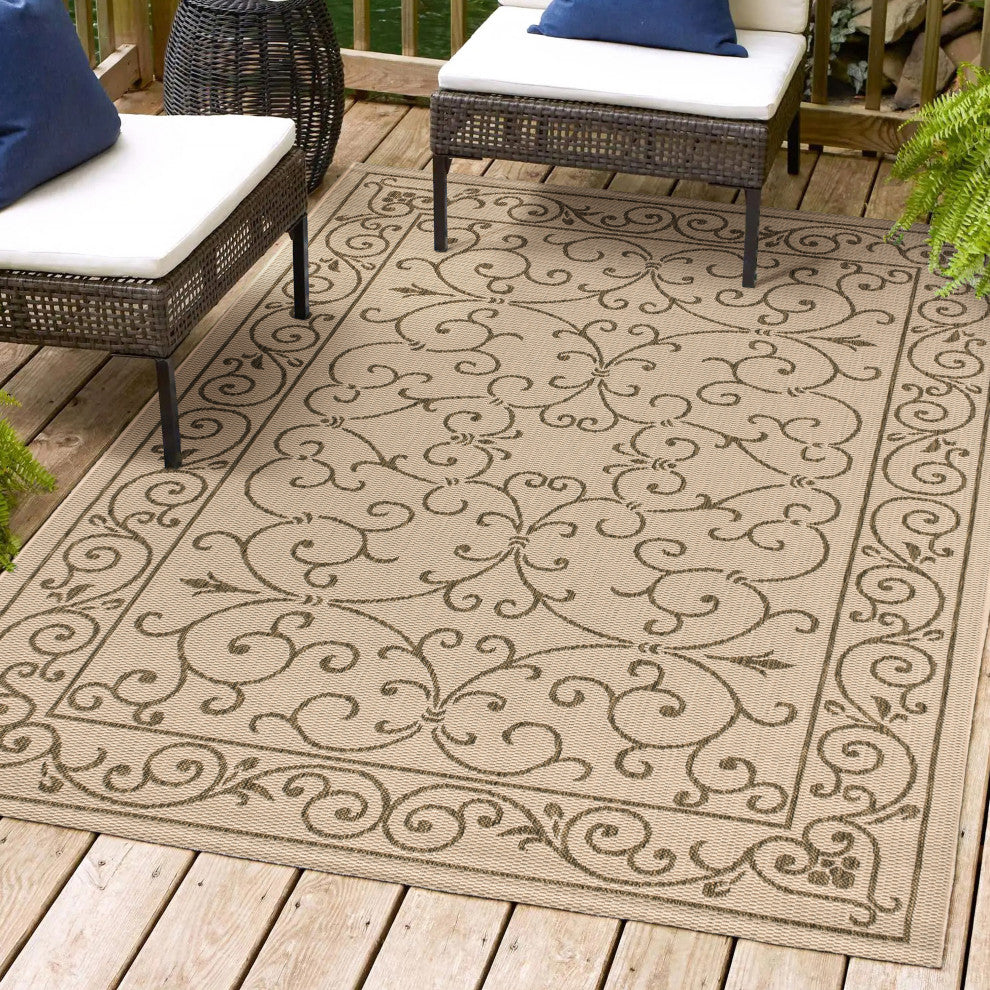 Charleston Vintage Filigree Textured Weave Indoor/Outdoor Area Rug