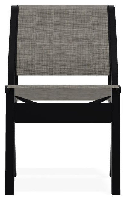 Leeward Sling Stackable Outdoor Dining Chair, Storm/Black