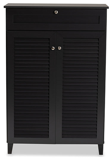 Coolidge Dark Grayed 5-Shelf Wood Shoe Storage Cabinet With Drawer