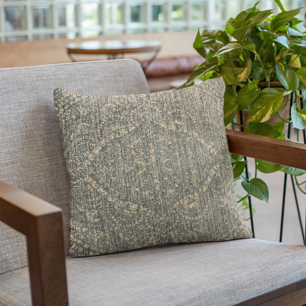 Plutus Blue Hidden Planet Medallion Luxury Throw Pillow, 24"x24"