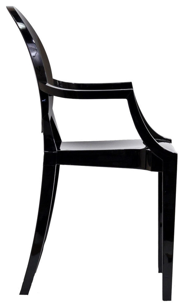 Modern Urban Living Room Clear Dining Armchairs Black Set of 2