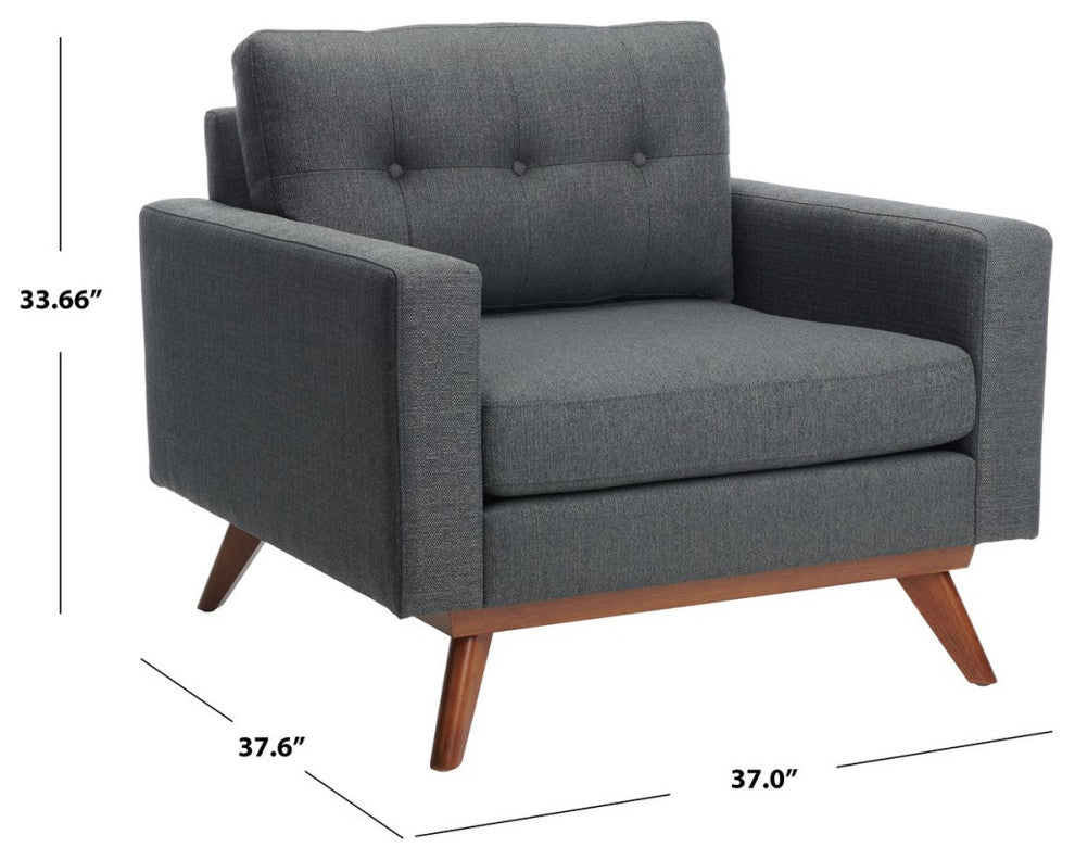Safavieh Couture Gneiss Modern Linen Arm Chair Slate Grey