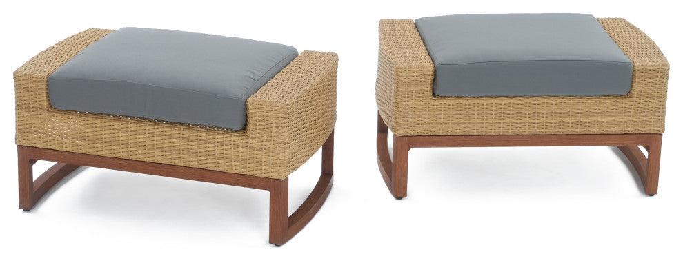 Milea 5 Piece Sunbrella Outdoor Patio Club Chair and Ottoman Set, Charcoal Gray