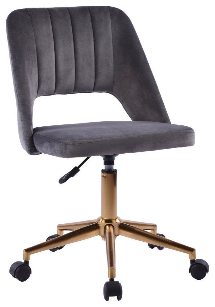 Maya Swivel Vanity Chair with 360 Degree Rotation, Dark Grey
