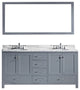 Caroline Avenue 72" Double Bathroom Vanity Set Gray, Marble Top