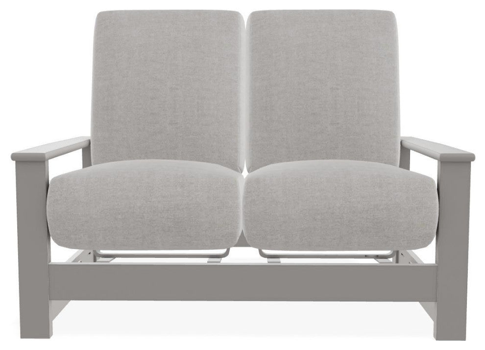 Leeward Deep Seat Outdoor Loveseat with Hidden Motion, Charter Silk/Warm Gray