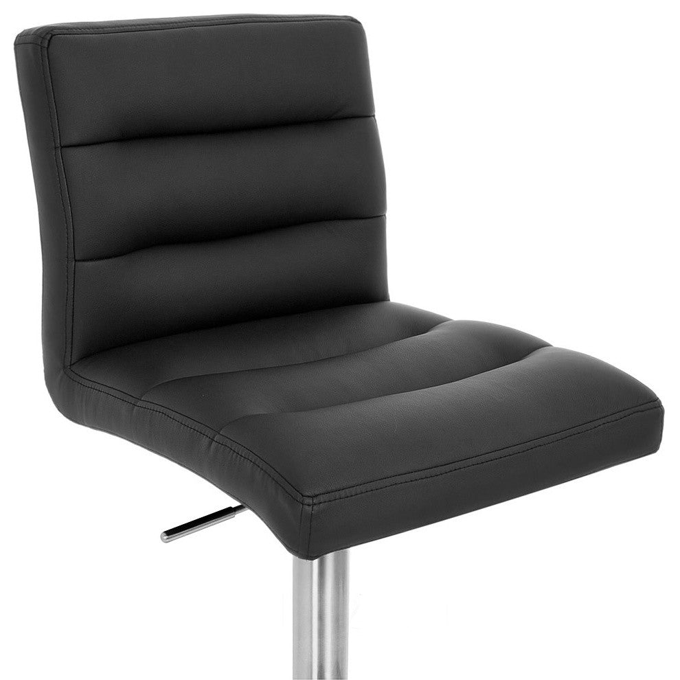 Lush Adjustable Height Swivel Bar Stool - Chrome Base, Black